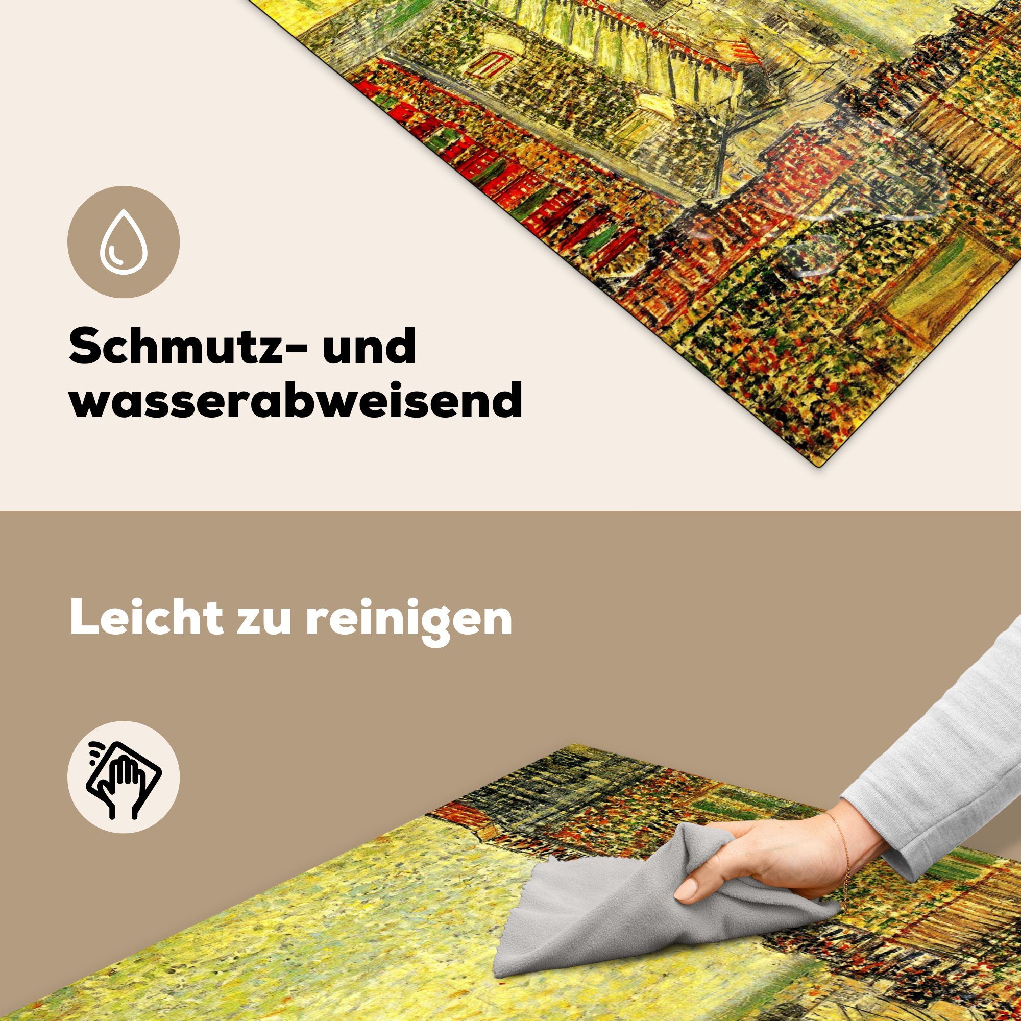 - Vinyl, Herdblende-/Abdeckplatte cm, Arbeitsplatte 78x78 Wohnung küche Gogh, Theos aus van Ceranfeldabdeckung, tlg), Blick Gemälde für MuchoWow (1 von Vincent