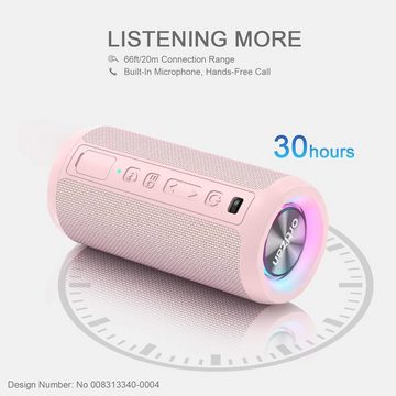 Ortizan Hi Fi Stereo Bluetooth-Lautsprecher (Bluetooth, 24 W, IPX7 Dual-Bass 30h Akku Freisprechfunktion Licht und Musik für draußen)