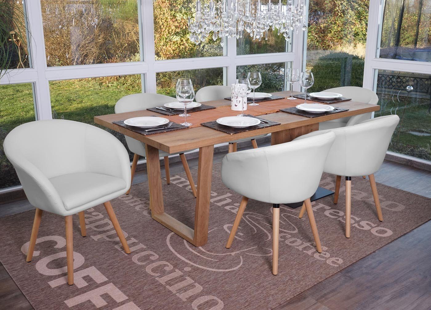 MCW Esszimmerstuhl Vaasa T633-6 (Set, 6 St), 6er-Set, mit Armlehnen, Füße mit verstellbaren Kunststoffschrauben