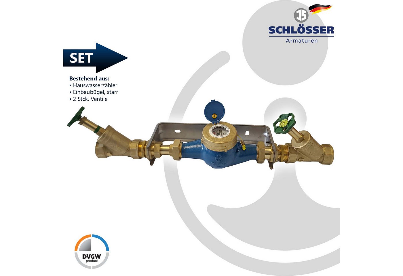Thumbnail - tecuro Wasserzähler Hauswasserzähler Kombi-Set, 300 mm, verschiedene Ausführungen, (inkl. Schrauben und Dübel (für Mauer...