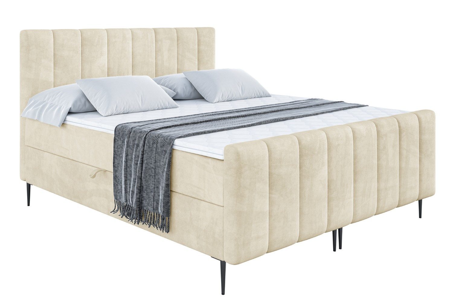 ALTDECOR Boxbett OTTA-F-Z (Multipocket-Matratze H4, H3 Matratze Bonellfederung, Topper, Kopfteil)