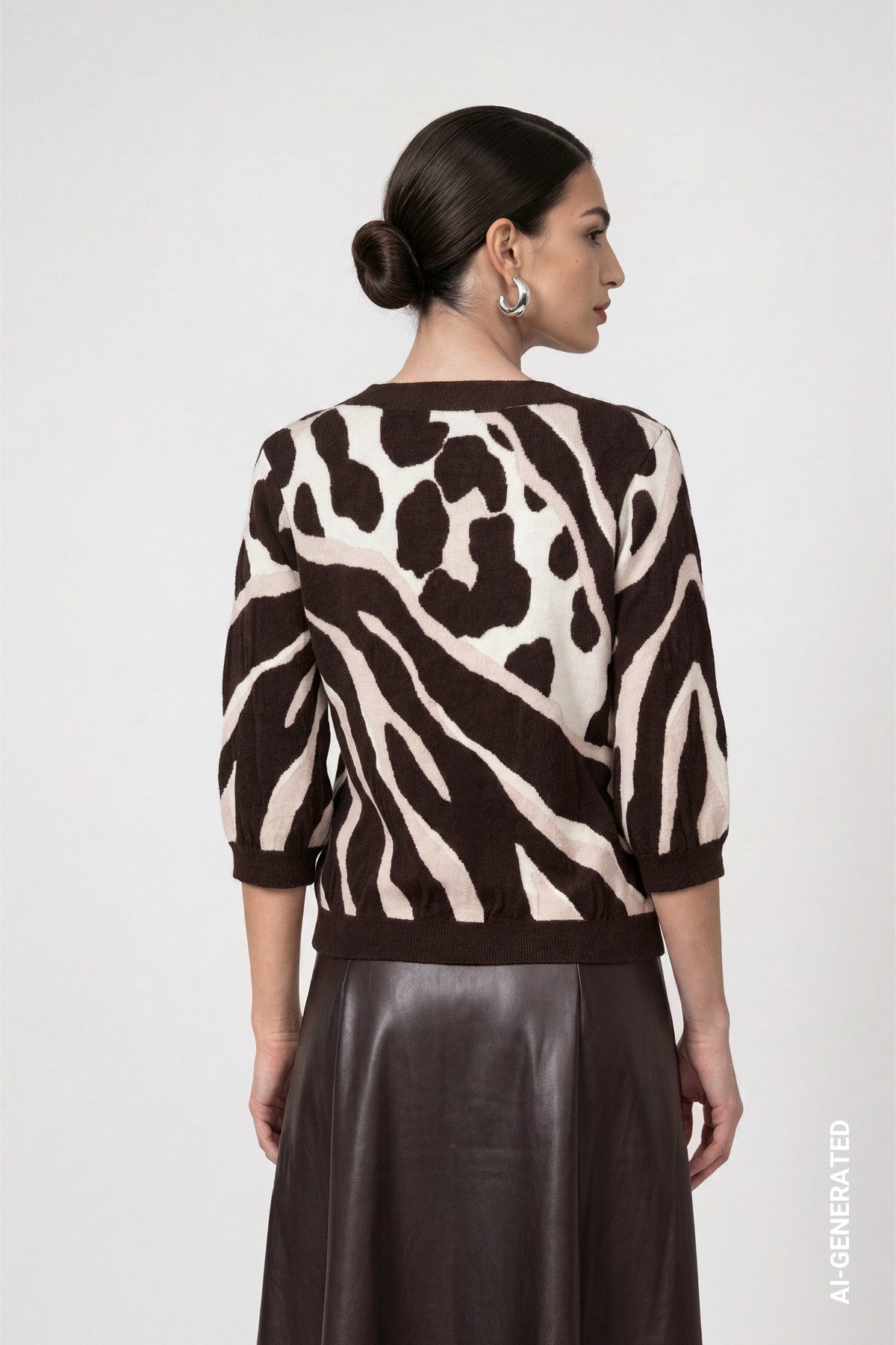 Monari 3/4 Arm-Pullover Pullover Leo Tigermix Regular fit mit Leomuster