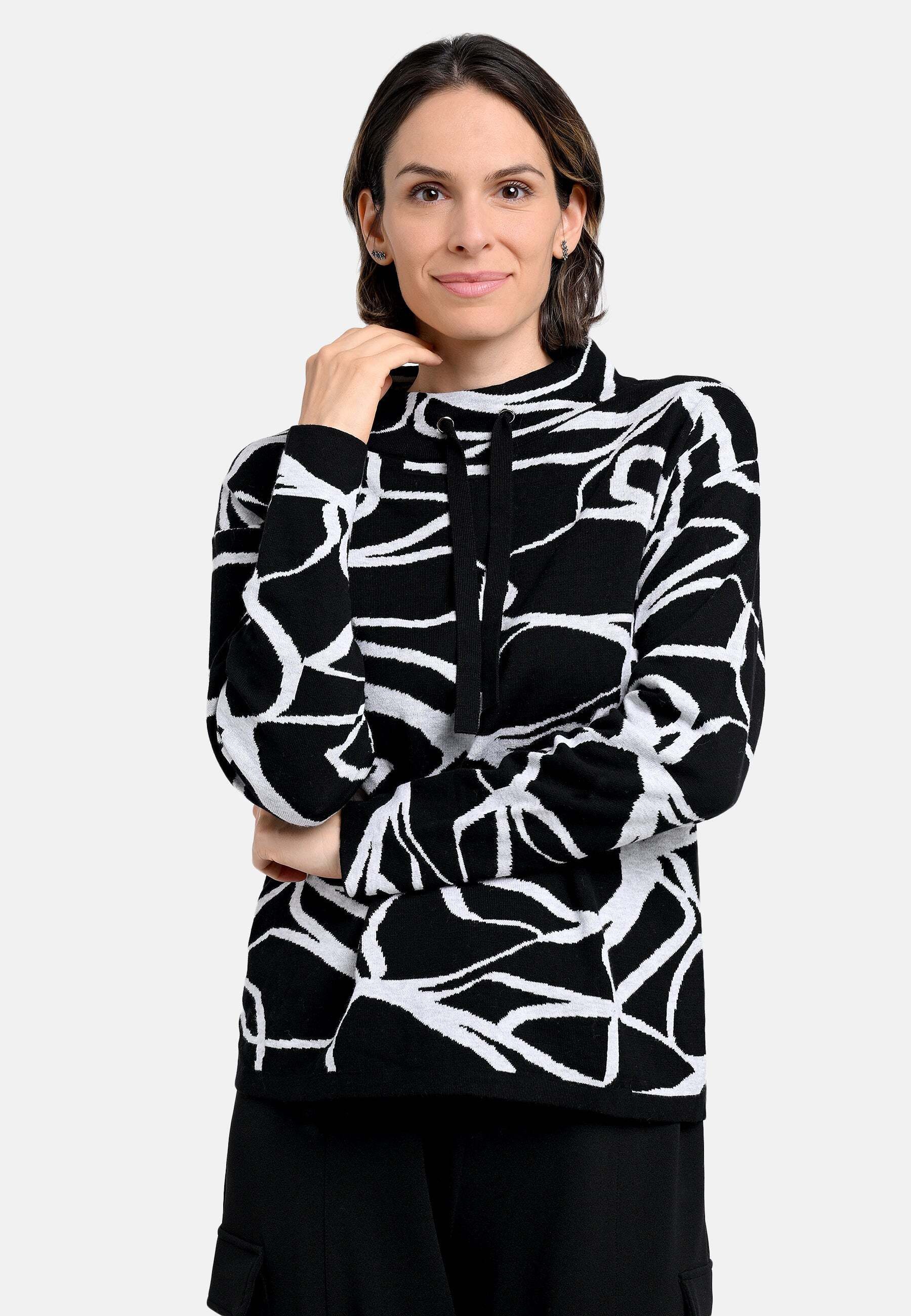 BICALLA T-Shirt Strickpullover mit Jacquard-Muster in Schwarz/Hellgrau (1-t günstig online kaufen