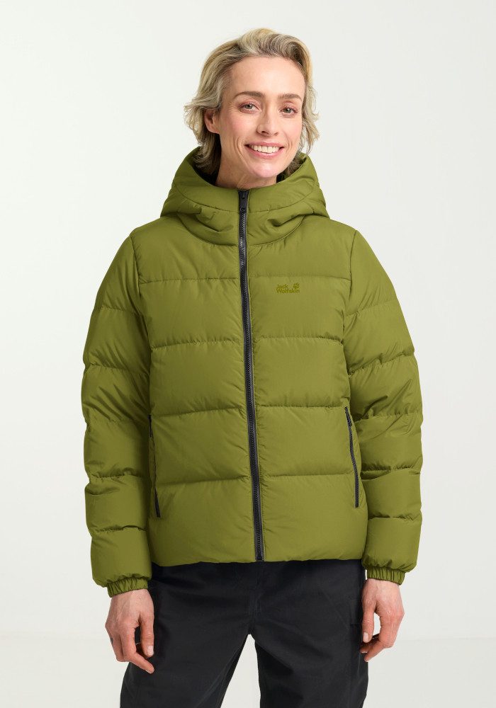 Jack Wolfskin Daunenjacke FROZEN PALACE JKT W RDS mit Kapuze, winddicht, atmungsaktiv, wasserabweisend