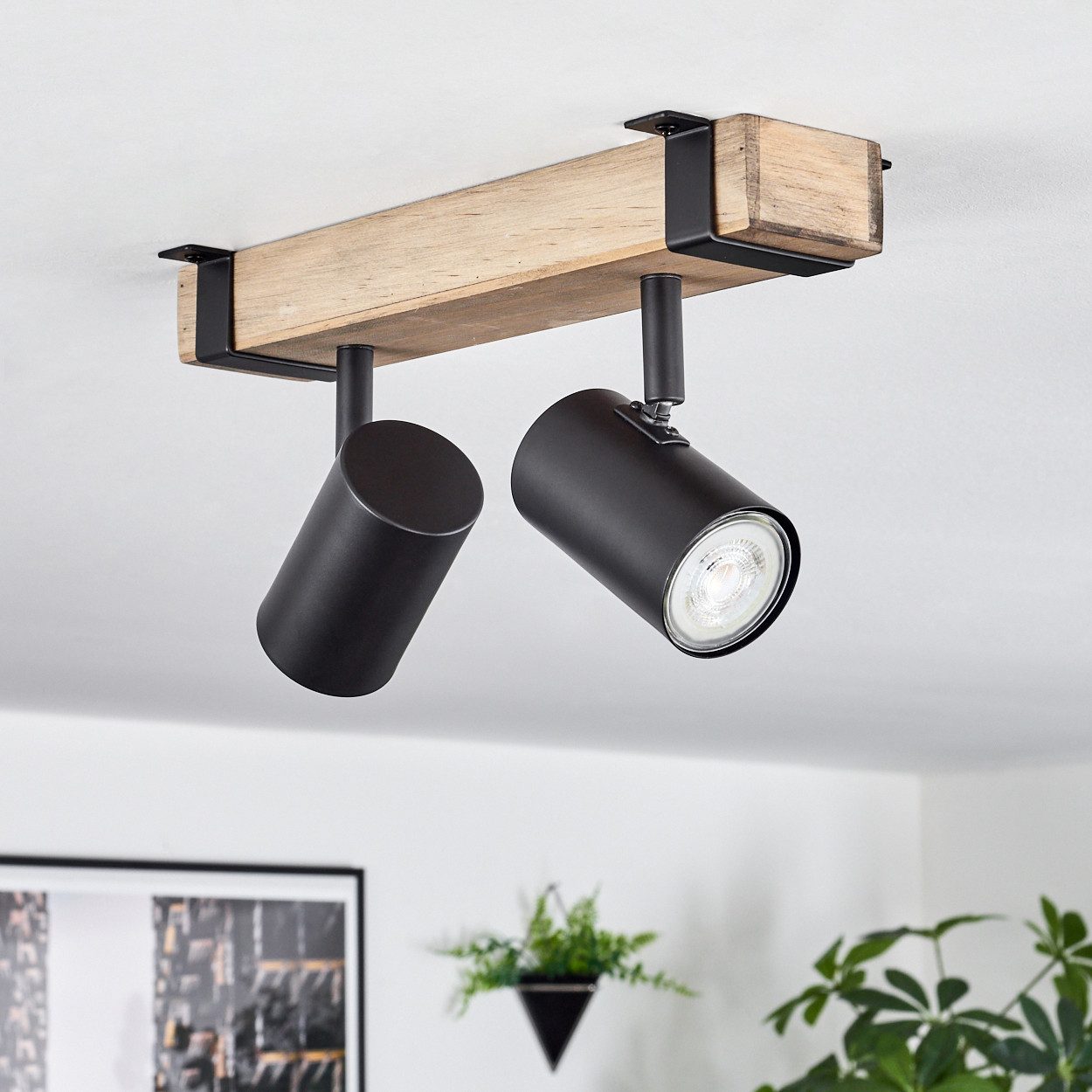 hofstein Deckenleuchte Deckenlampe verstellbar aus Metall/Holz günstig online kaufen