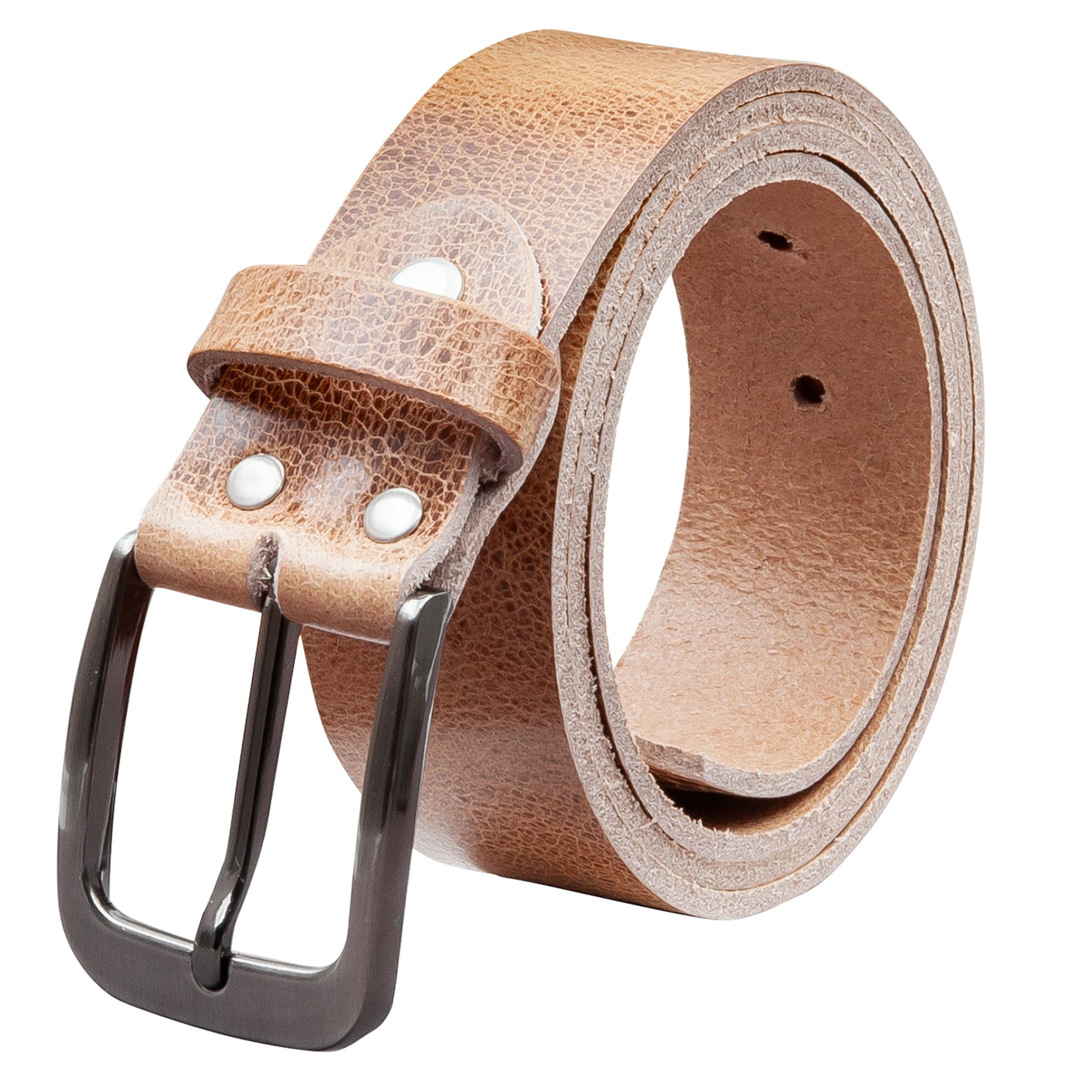 COLOGNEBELT Ledergürtel OM434-RL-Hellbraun MADE IN GERMANY, Hellbraun Kürzbar, 100 % Echtleder, Aus einem Stück, Unisex