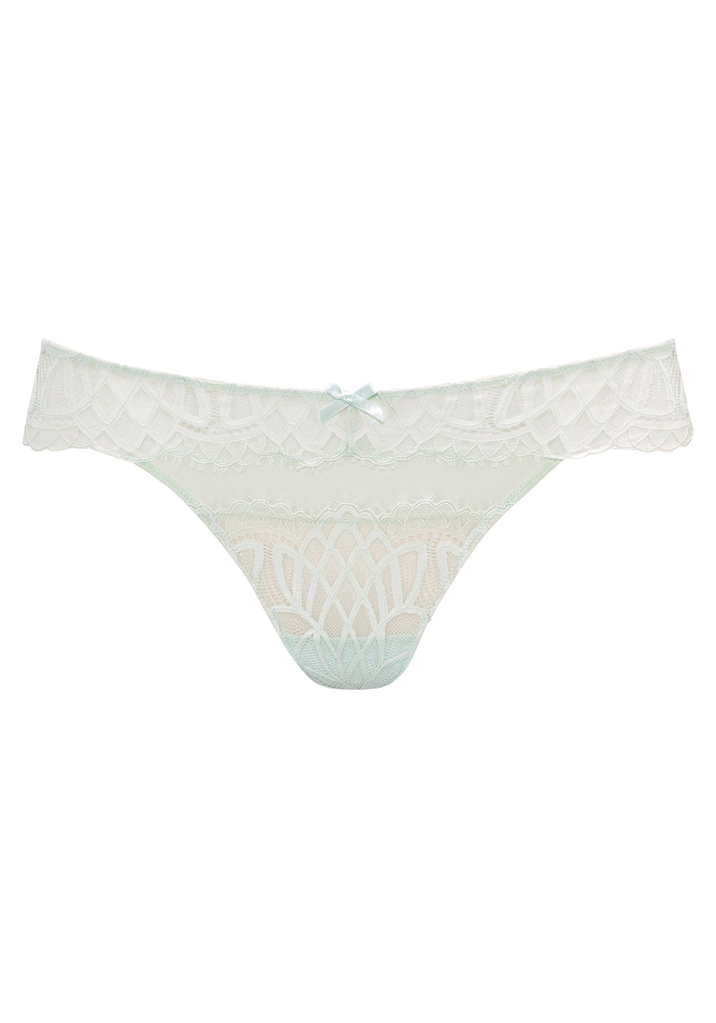 Sonderangebotsbedingungen Material String LASCANA dezent aus recyceltem anteilig aus transparenter Spitze, LASCANA mint-blush String