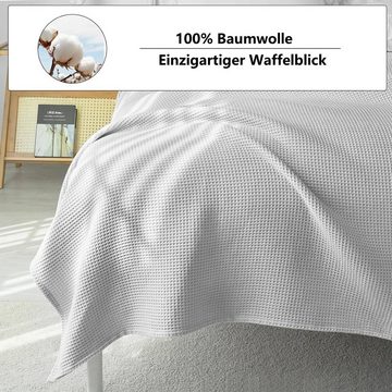 Tagesdecke, Woltu, 100% Baumwolle leichte Wohndecke in Waffeloptik