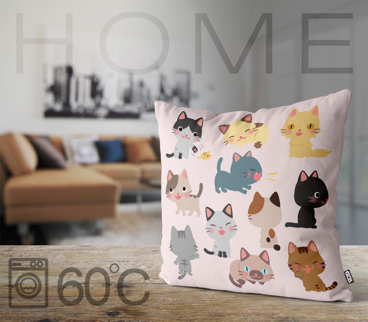 Kartäuser VOID (1 Kissenbezug Katze Scottish Stück), Maus Sofa-Kissen Tier Haustier g Kätzchen Kissenbezug, Katzenkinder