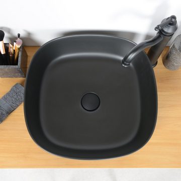 wohnfreuden Aufsatzwaschbecken Keramik Aufsatzwaschbecken 46 cm schwarz (Kein Set), NEW-5761