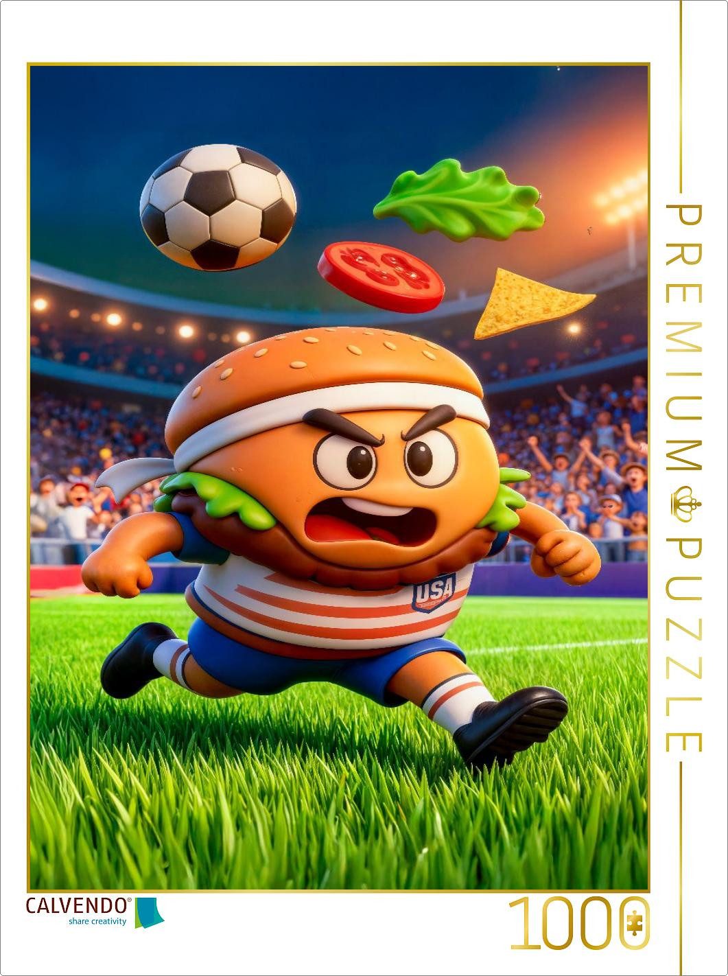CALVENDO Puzzle CALVENDO Puzzle 3D Soccer-Themed USA Burger Figurine, 1000 pieces, fi, 1000 Puzzleteile