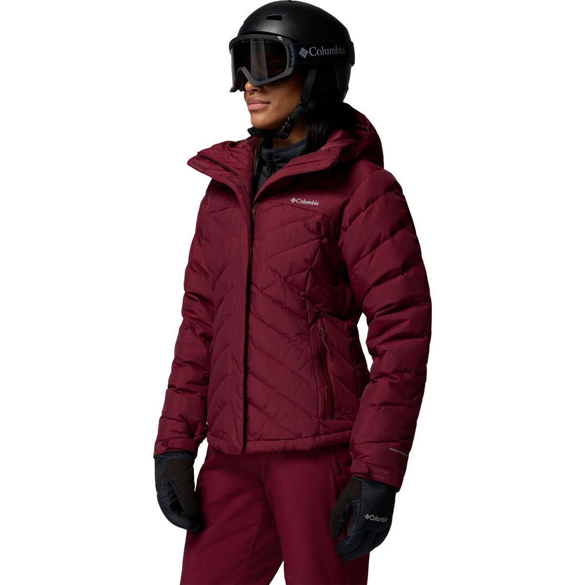 Columbia Funktionsweste Women's Lay D Down V Hooded Ski Jacket Hochwertige Skijacke mit 550er Daunenfüllung, Omni-Heat™ Futter und