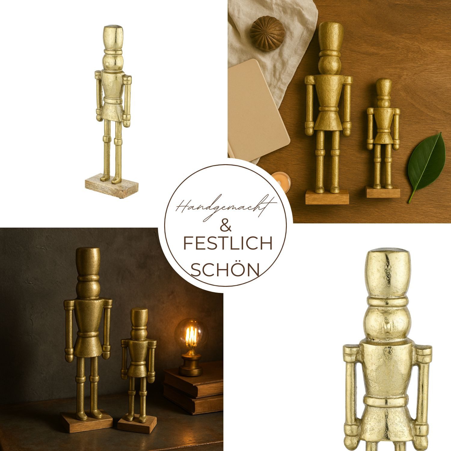 Marrakesch Orient & Mediterran Interior Nussknacker Dekofigur Nussknacker im Boho-Stil aus Aluminium gefertigt, Gold 32 cm – Bild 5 von 5