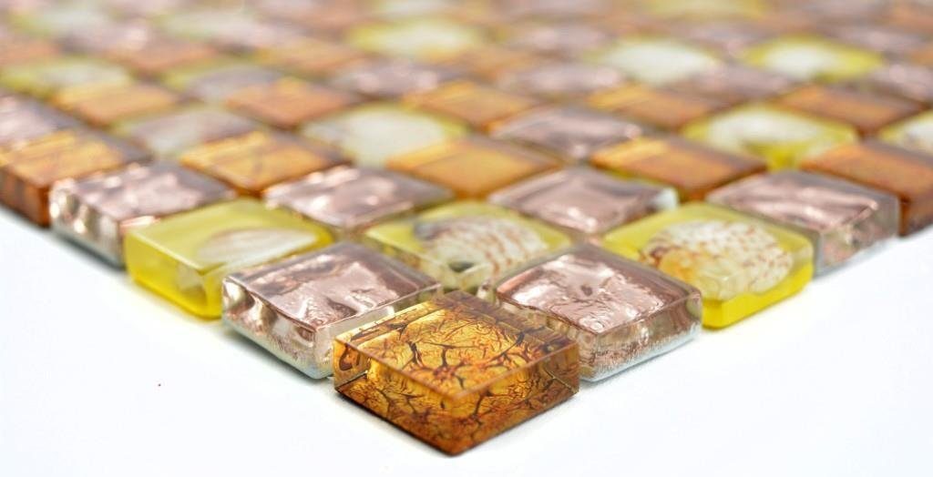 Mosani Mosaikfliesen Glasmosaik Crystal glänzend Matten 10 / orange Mosaikfliesen