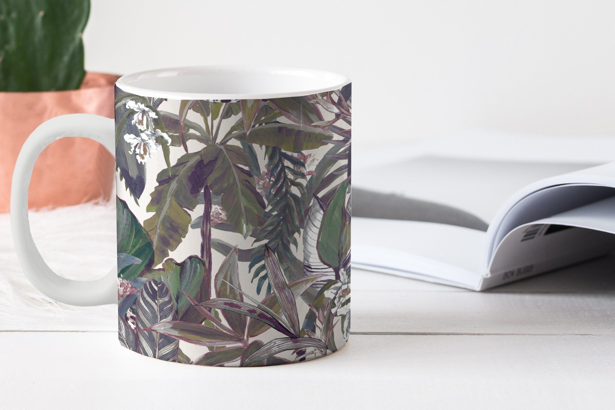 MuchoWow Tasse Keramik, Teetasse, Vintage Panther Kaffeetassen, - Geschenk - - Muster, Dschungel Teetasse, Becher