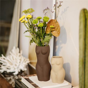 DOIY Dekovase Body Vase small (Keramik, 1 St., handgefertigt), hellbraun, ca. 9,5 x 10,5 x 18,5 cm