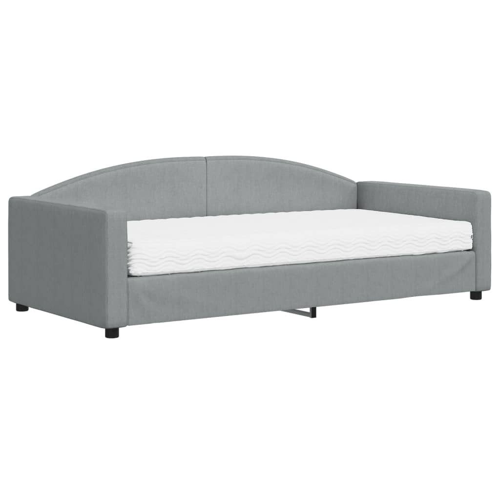 vidaXL Bett, Tagesbett mit Matratze Hellgrau 100x200 cm Stoff günstig online kaufen