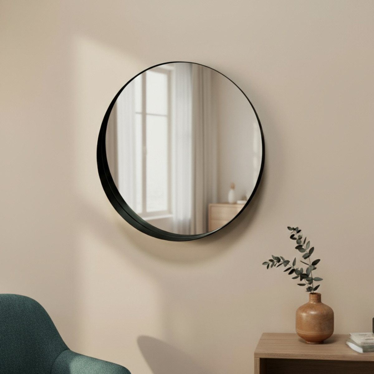 SCENA LIVING Wandspiegel Runder Wandspiegel SVEA, Ø 50 cm, Splitterschutzfolie – Bild 5 von 5