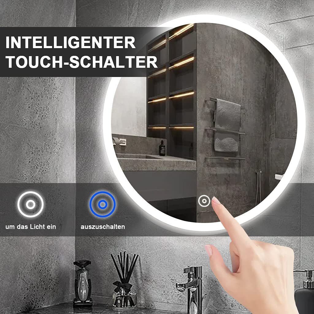 YOLEO Badspiegel Wandspiegel mit Touchschalter LED-Beleuchtung Spiegel