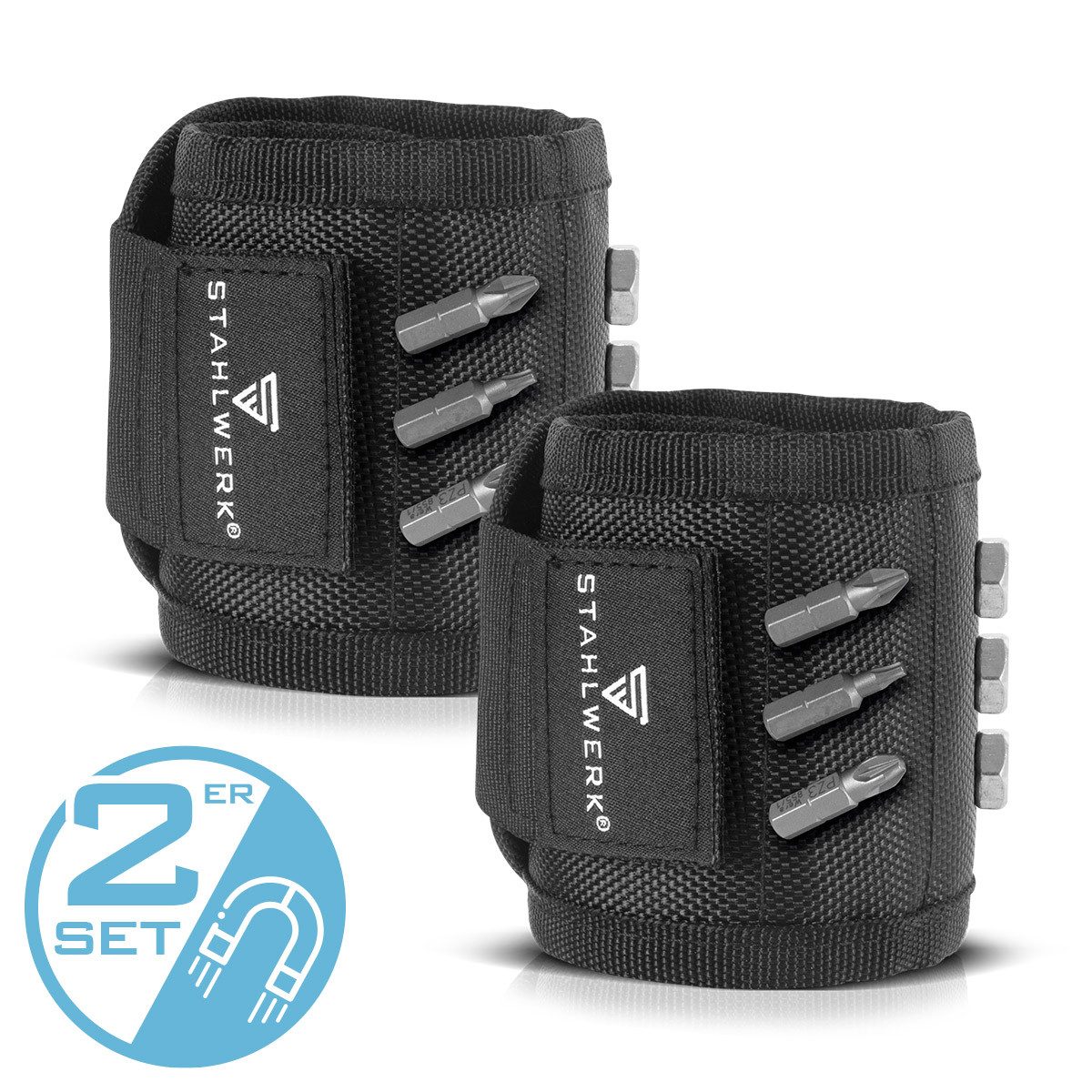 STAHLWERK Magnethalter 2 x Magnet-Armband für Heim- & Handwerker