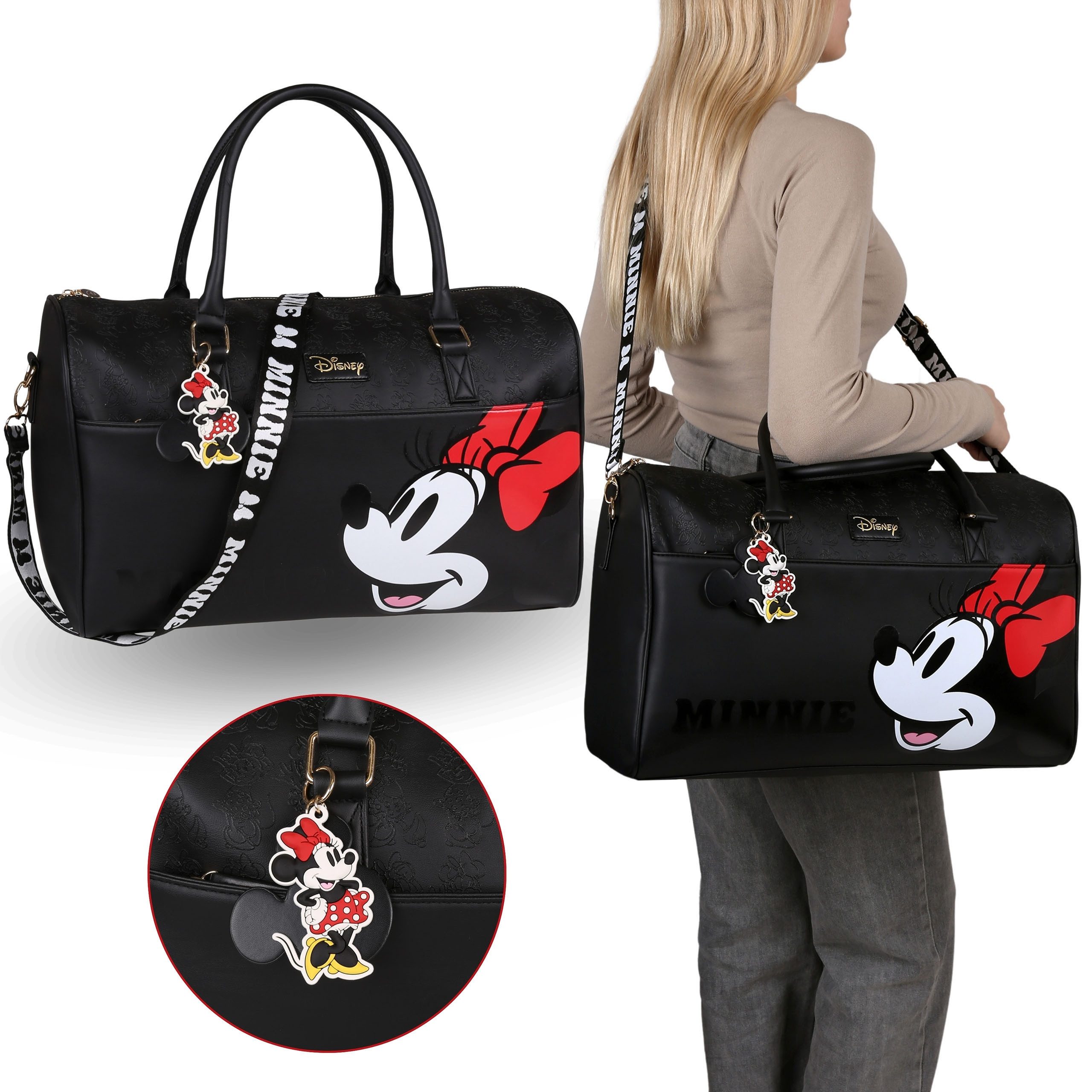 Disney Reisetasche Disney Minnie Maus Schwarze Reisetasche, Sporttasche 45x17x28cm