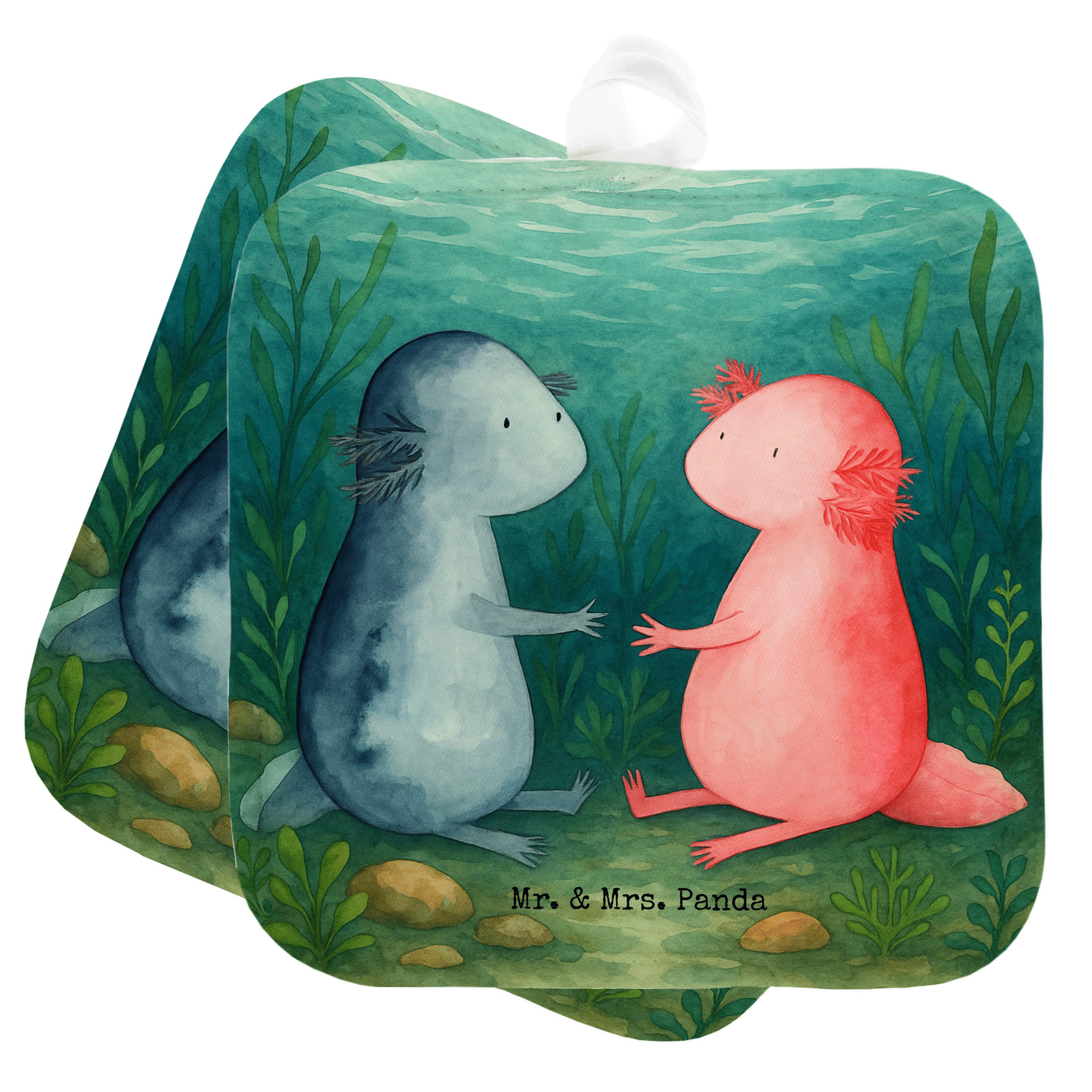 Mr. & Mrs. Panda Topflappen Axolotl Liebe Design, (Packung), Valentinstag Zwei Topflappen 2er Set Topflappen