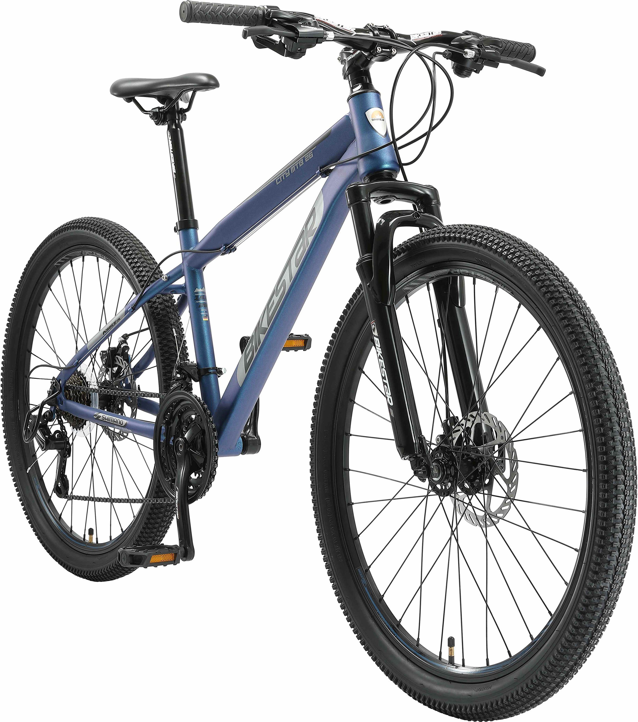 Bikestar Mountainbike, 21 Gang Shimano RD-TY300 Schaltwerk, Kettenschaltung, für Damen und Herren, Kettenschaltung