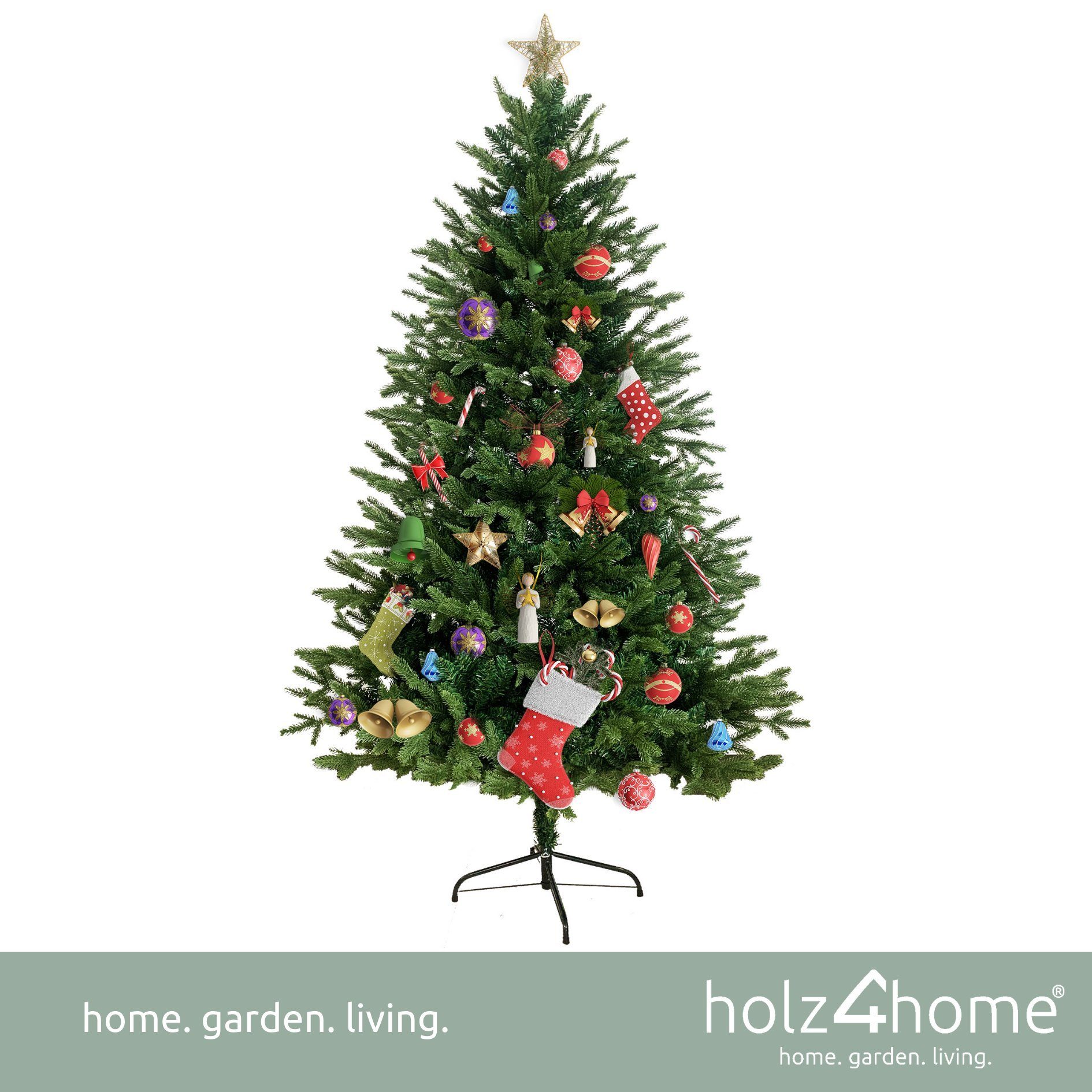 holz4home Künstlicher Weihnachtsbaum Spitzen PE Weihnachtsbaum 280 PVC, 130 Künstlicher cm, +