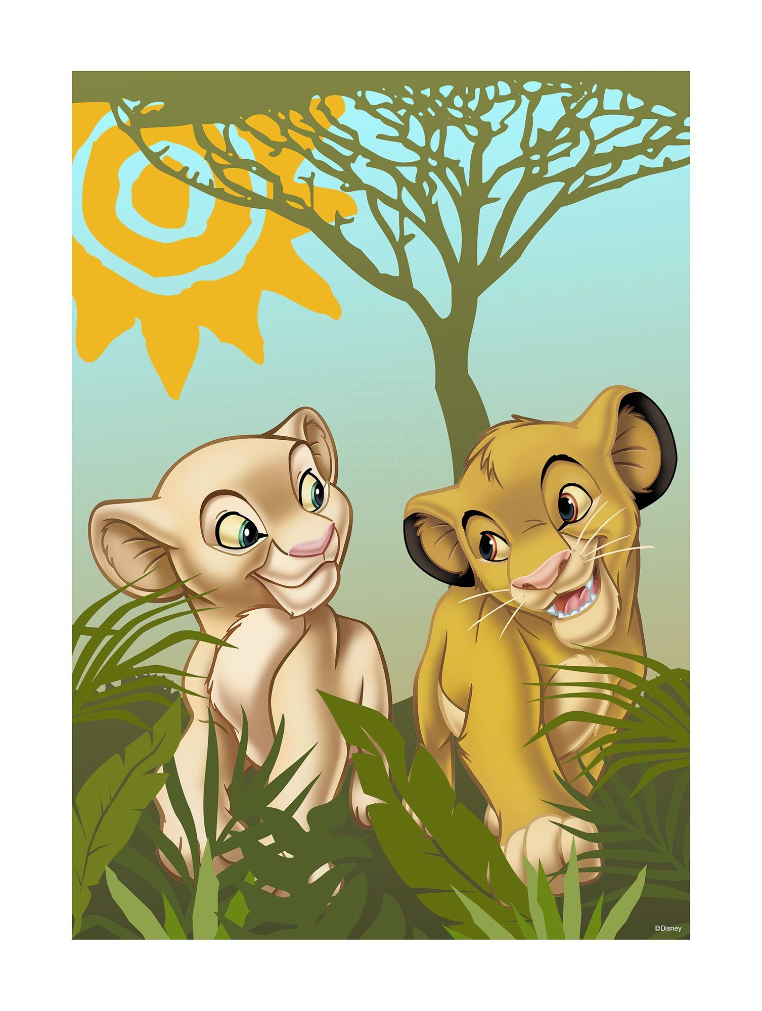 Komar Bild Lion King Urembo Meadows, Disney (1 St), Wandbild zur Dekoration im Kinderzimmer - ohne Rahmen