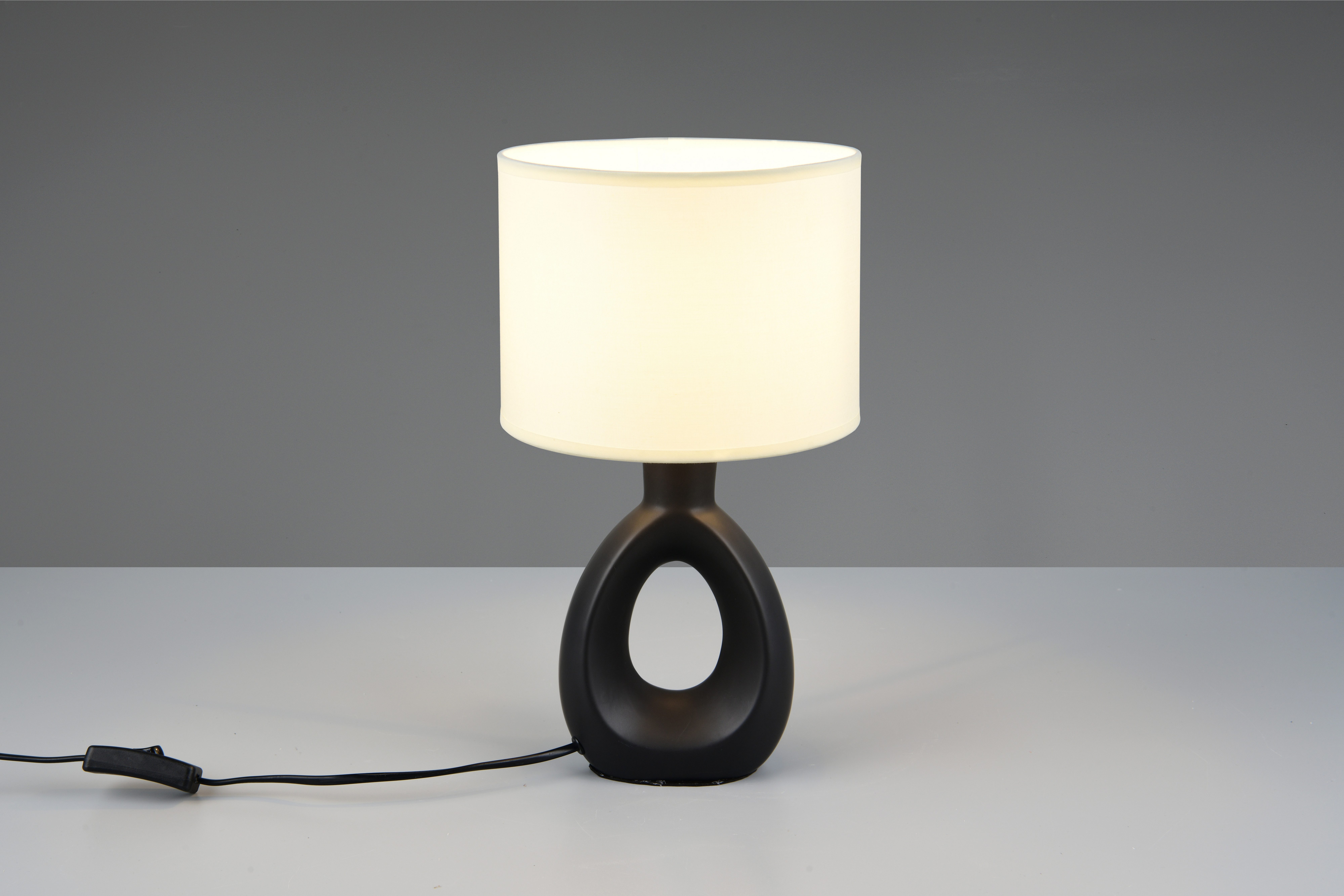 OTTO home Schreibtischlampe Charmont, Deko Tischleuchte mit Stoffschirm, Schnurschalter exkl 1xE14, Ein-/Ausschalter, Leuchtmittel wechselbar, warmweiß - kaltweiß, max. 40W, Ø 20cm Höhe 35,5 cm Nachttischleuchte Tischlampe Kommode