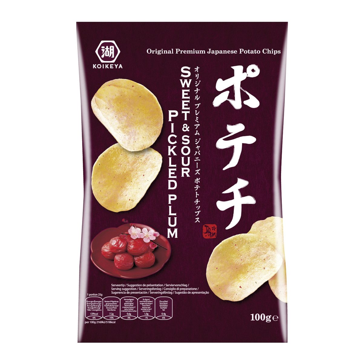 Koikeya Knabberei, Koikeya Kartoffelchips mit Umeboshi Vinegar Geschmack Japanisch 100g
