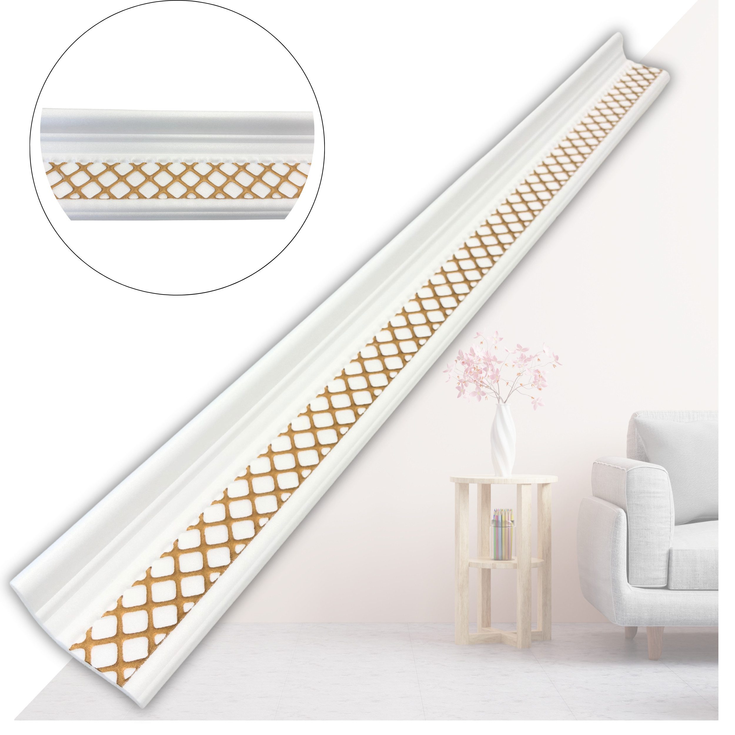 IKHEMalarka Deckenleiste Stuckleisten aus XPS Polystyrol – weiße Zierleiste günstig online kaufen