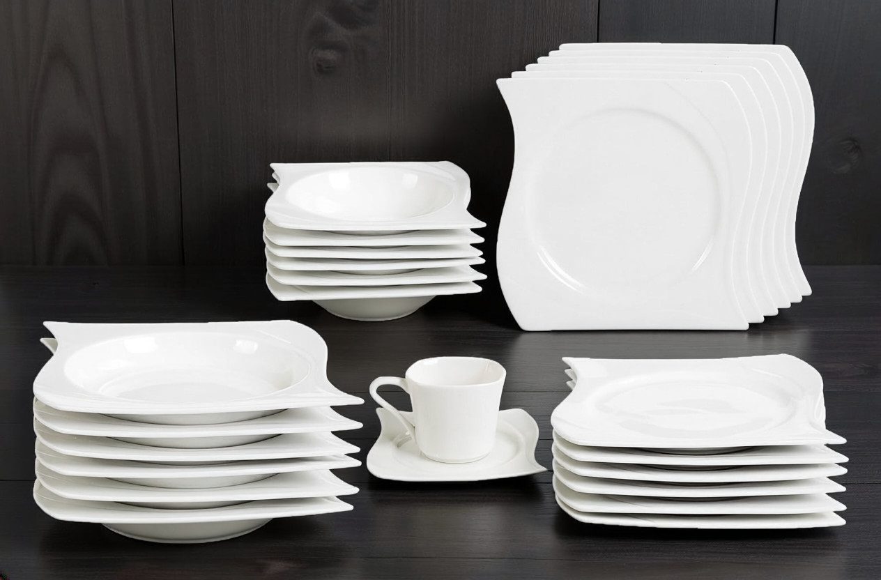 Tullip Kombiservice (36-tlg), 6 Personen, Geschirr-Set Tafelservice & Kaffeeservice – Designed in Germany