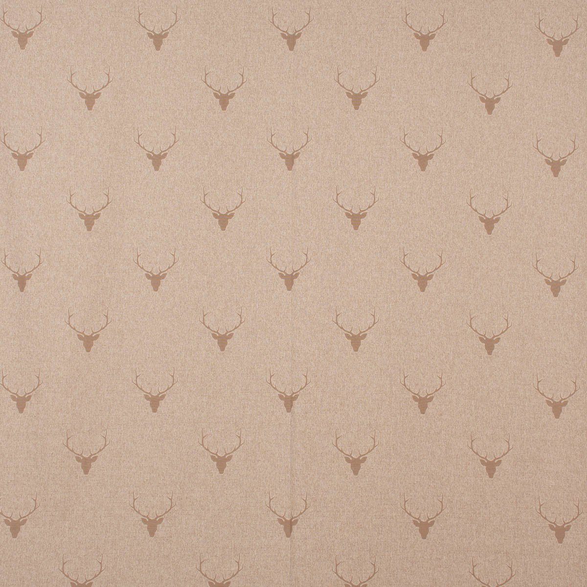 SCHÖNER LEBEN. Tischläufer Jacquard Hirschkopf Geweih beige hellbraun, handmade