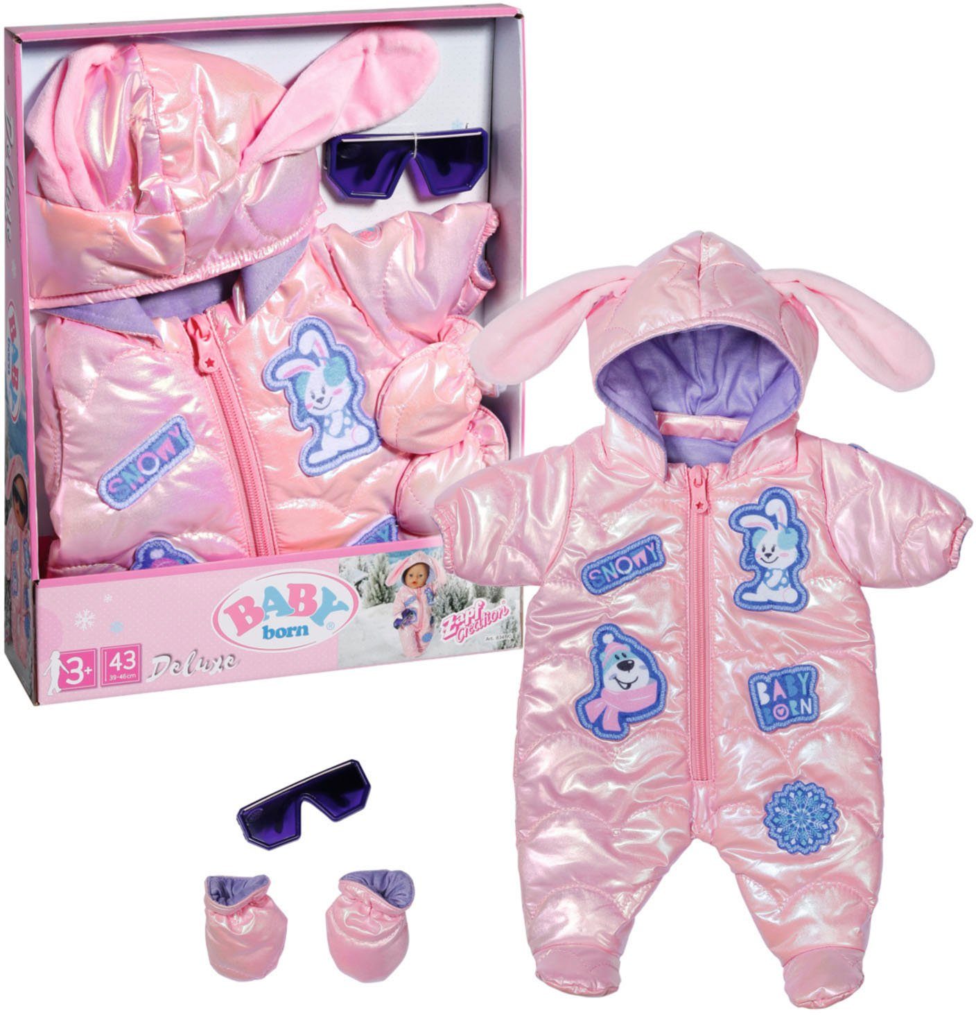 Baby Born Puppenkleidung Deluxe Schneeanzug 43 cm Bestehend aus Schneeanzug Handschuhen und Brille