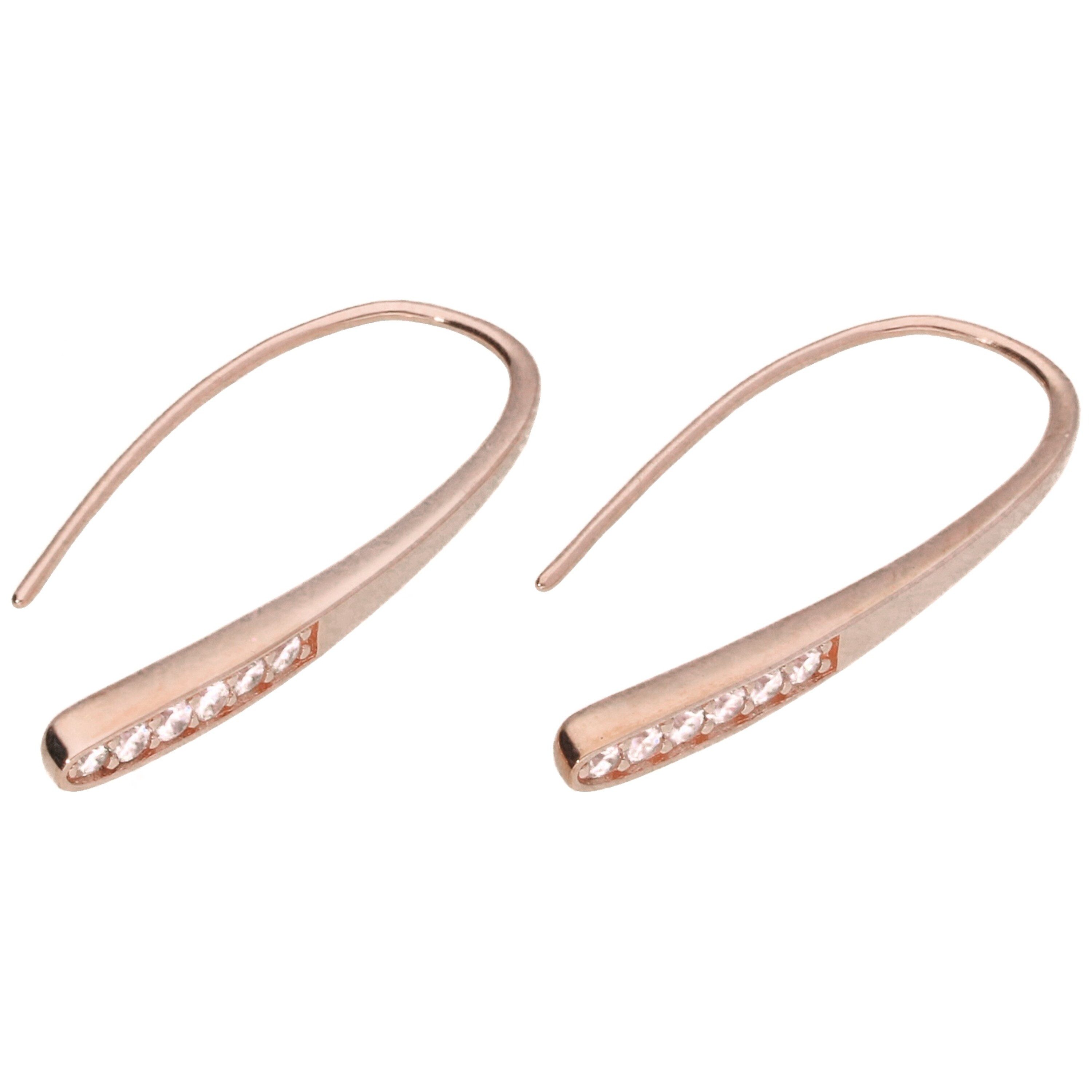 Smart Jewel Paar Ohrhaken mit Zirkonia, rosé vergoldet, Silber 925