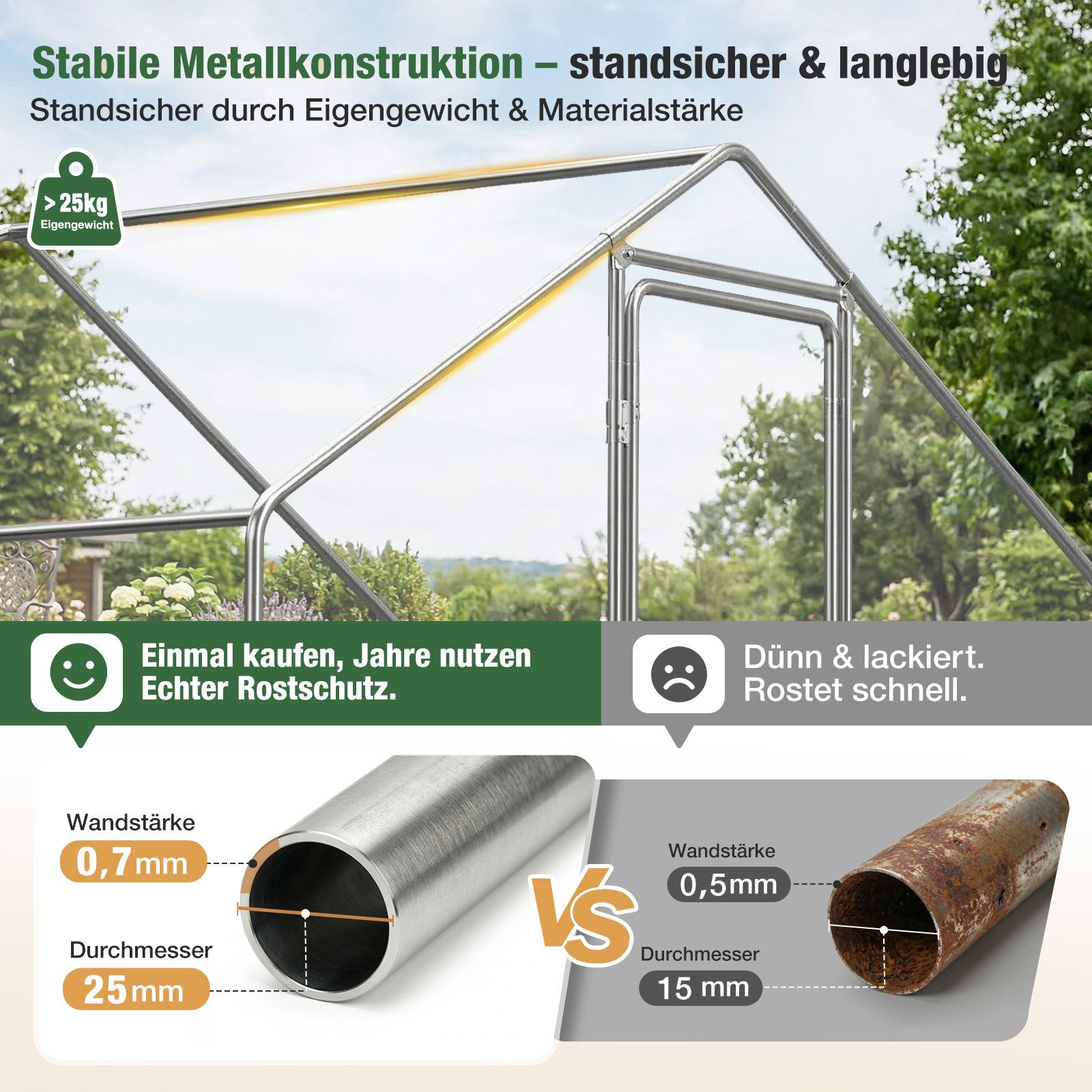 Sekey Hühnerstall Winterfest für 10 Hühner XXL Freilaufgehege Kleintierstall Voliere, 2x3x2m Hühnerstall für 6 Hühner Kleintiere Schloss Freigehege