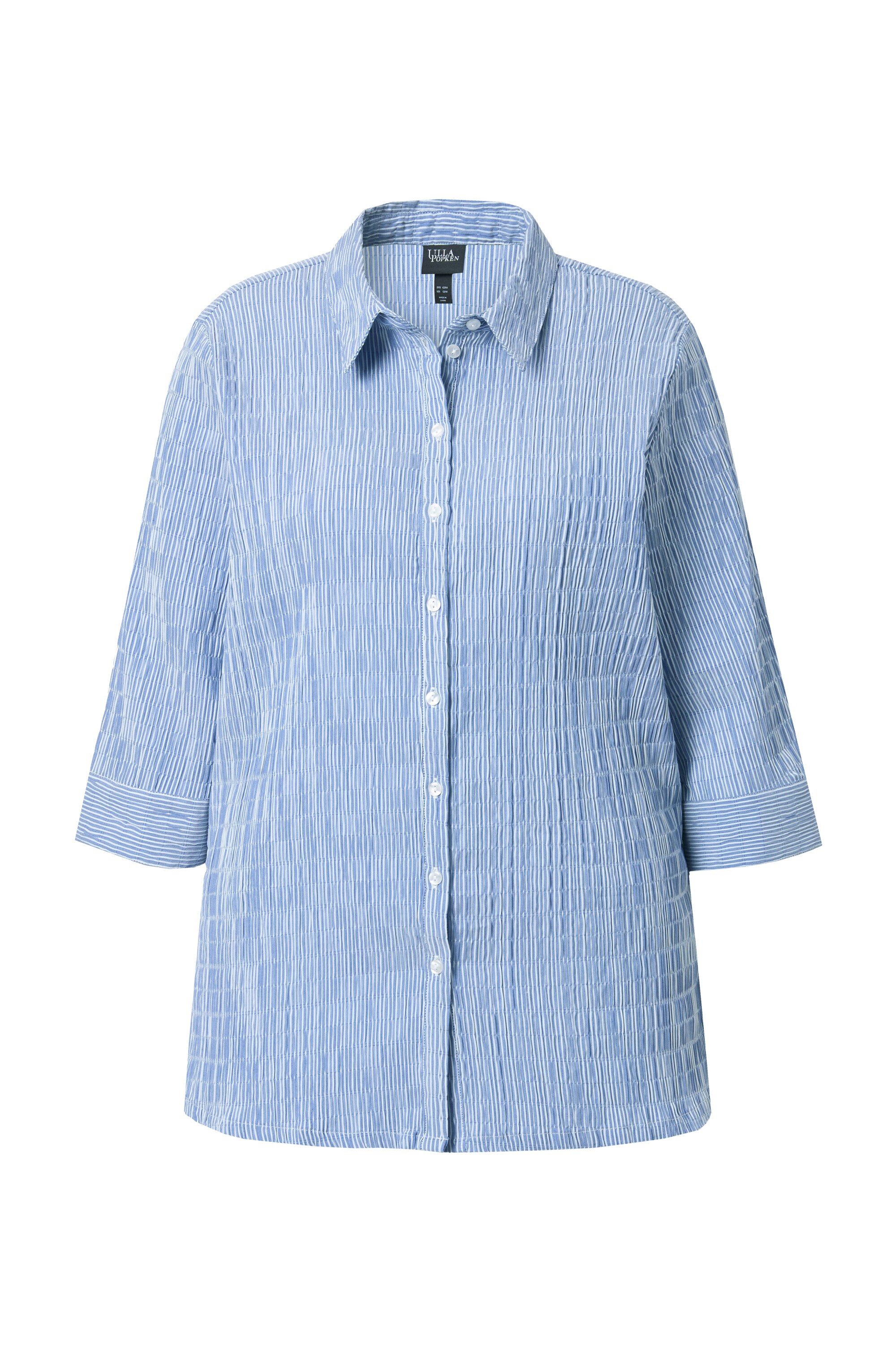 Ulla Popken Hemdbluse Bubble-Bluse Streifen Hemdkragen 3/4-Arm günstig online kaufen