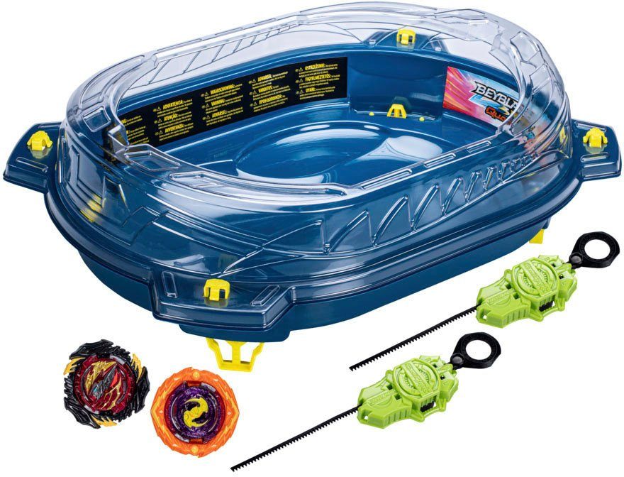 Hasbro Speed-Kreisel Beyblade Burst Quadstrike Thunder Edge (Set), Arena mit 2 Startern und 2 rechtsdrehenden Kreiseln