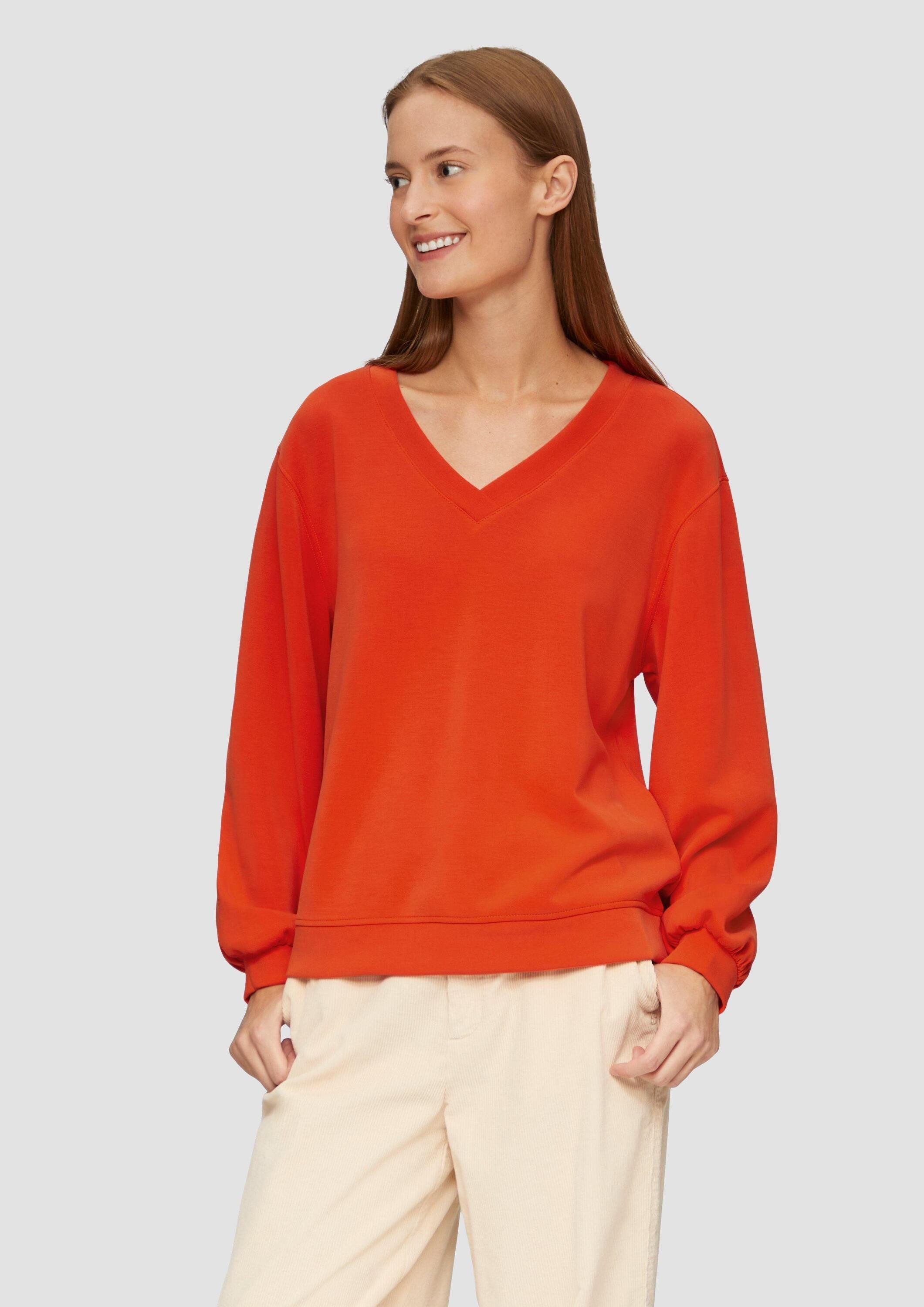 s.Oliver Sweatshirt Sweatshirt Scuba-Sweatshirt mit V-Ausschnitt günstig online kaufen