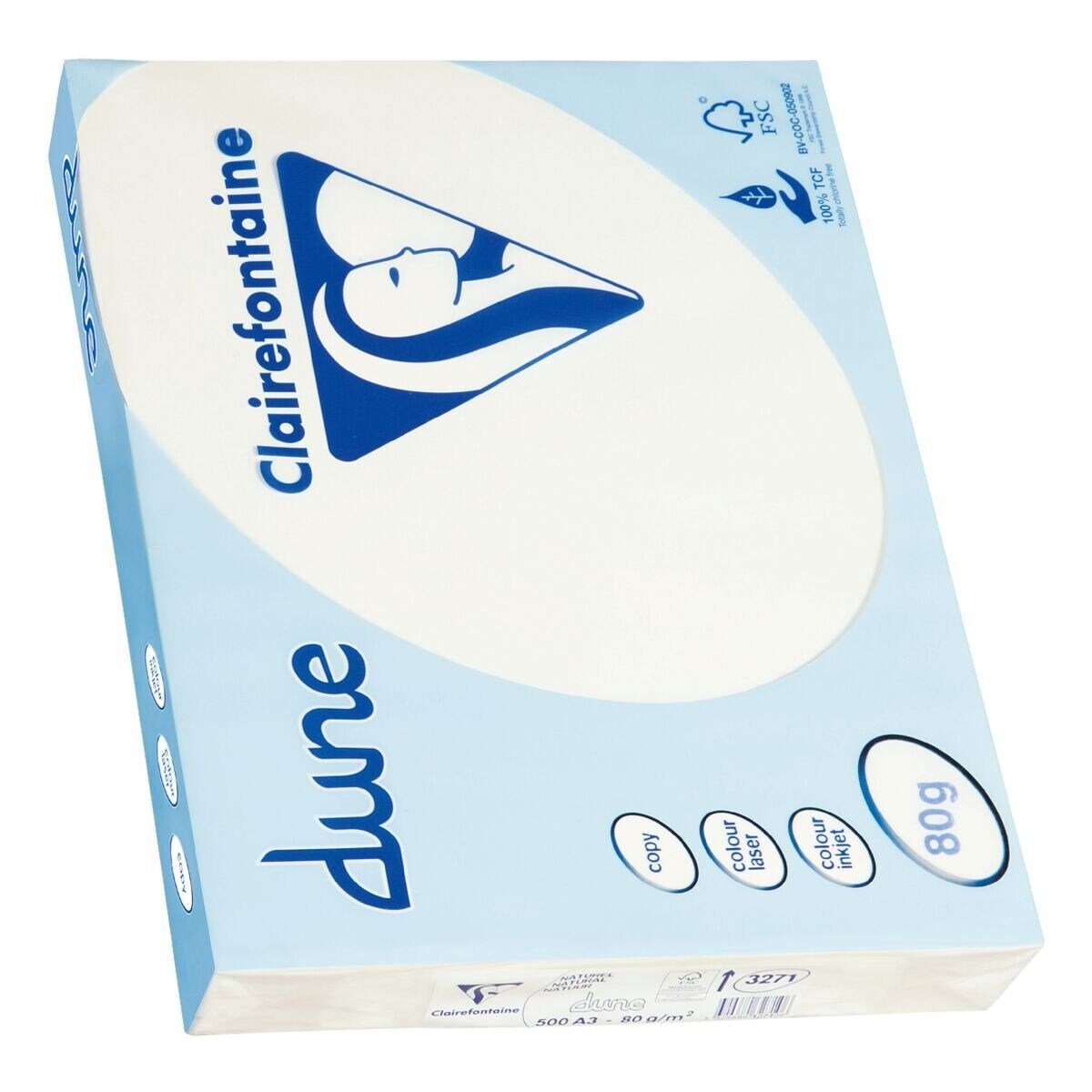 CLAIREFONTAINE 500 A3, dune, Blatt g/m², 80 Format creme, DIN Druckerpapier