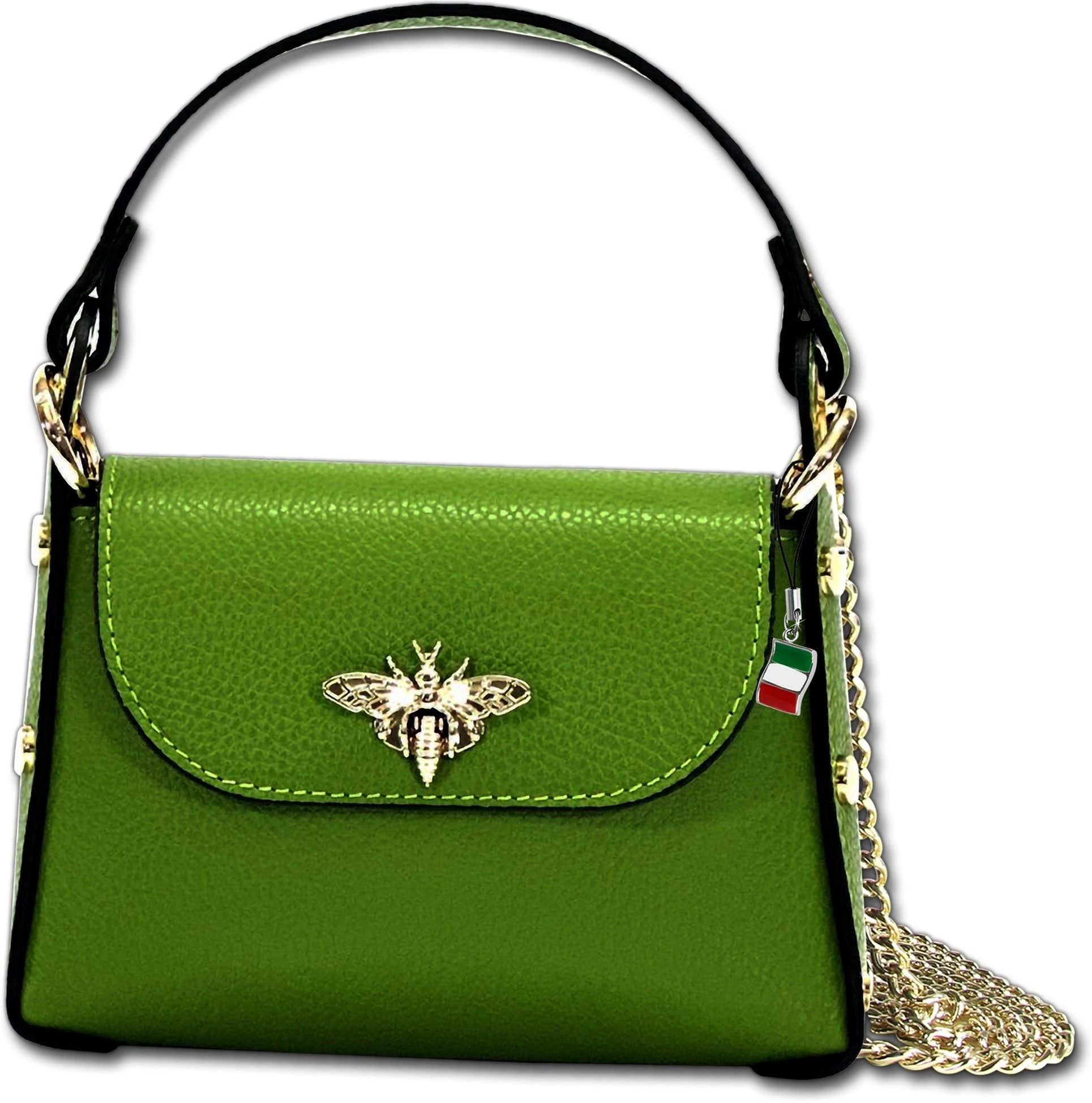 FLORENCE Umhängetasche grün Florence Tasche Leder (Umhängetasche, Umhängetasche), Damen Tasche Echtes Leder grün, Made-In Italy