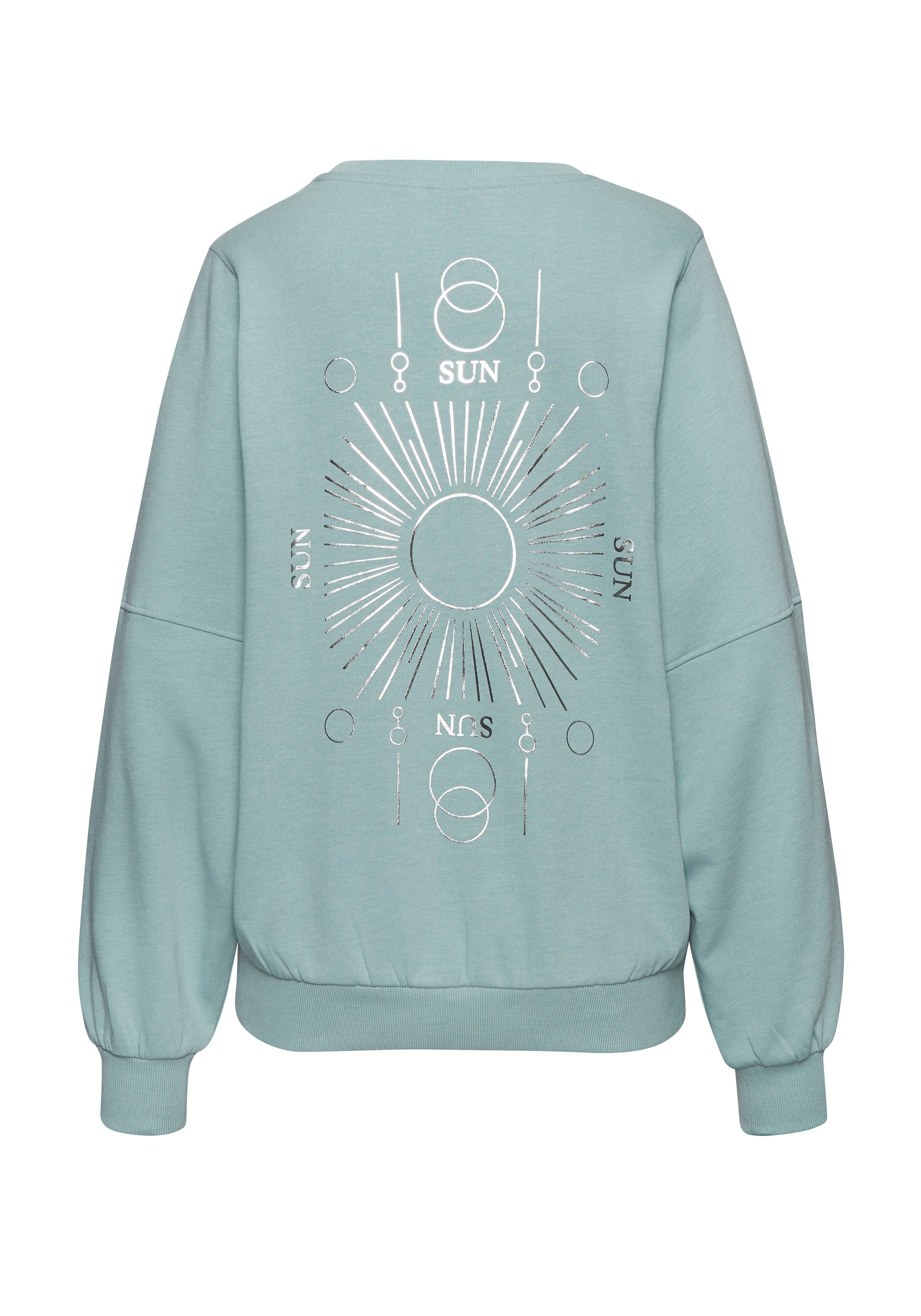 Buffalo Sweatshirt Loungeshirt mit großem Rückenprint- mit Glanz-Effekt, Loungewear