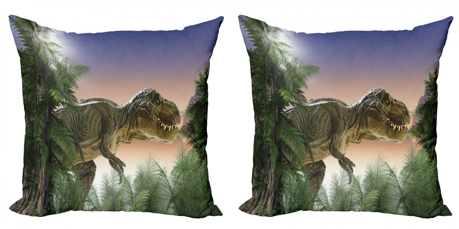 Digitaldruck, im Dinosaurier (2 Abakuhaus Dschungel Stück), Doppelseitiger Jurassic Modern Accent Kissenbezüge