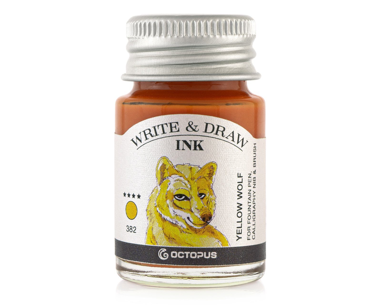 OCTOPUS Fluids Write and Draw Ink Yellow Wolf, Schreib- und Zeichentinte, 10ml Tintenglas (Set, 0-tlg)