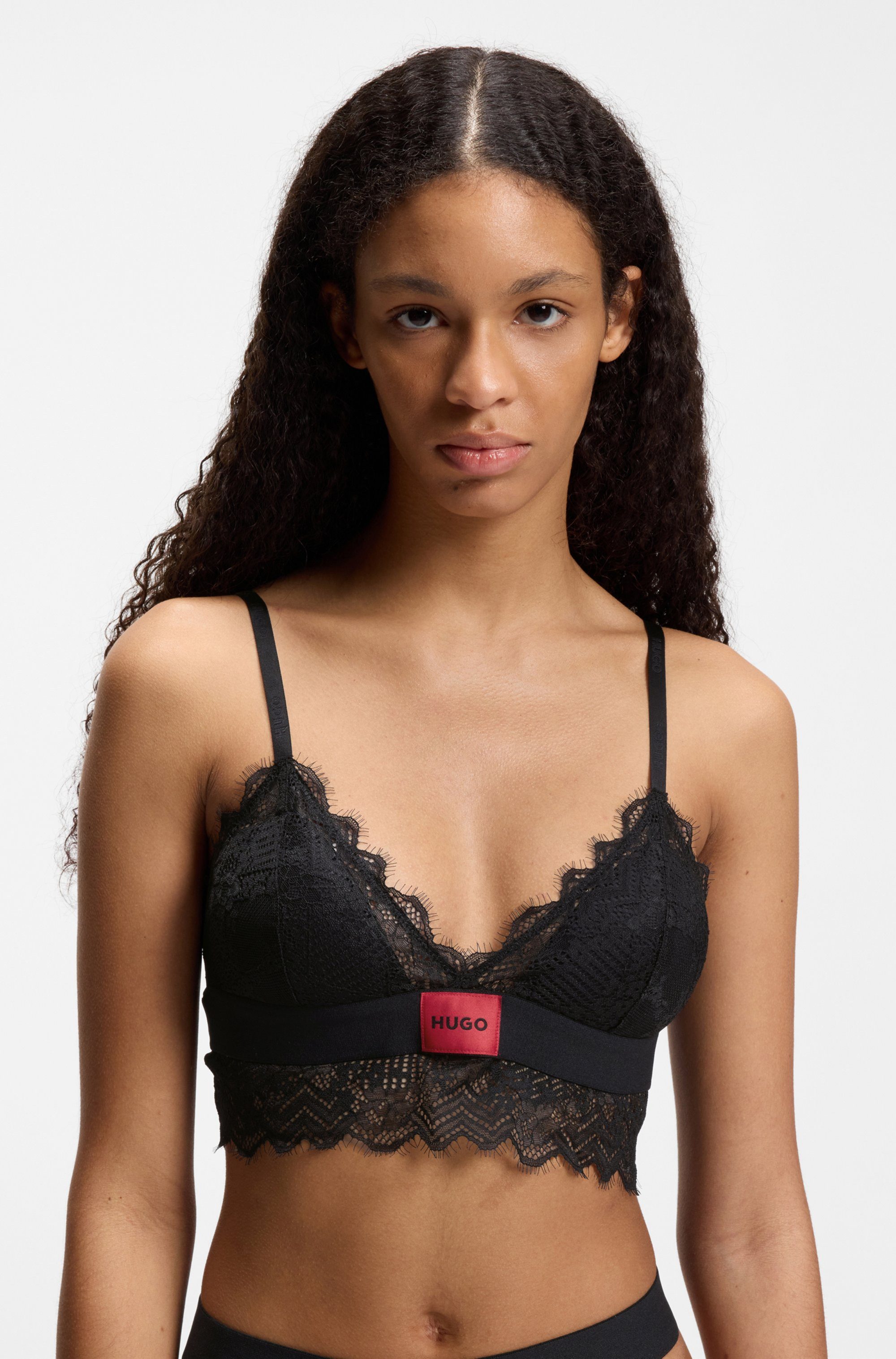 HUGO Bügelloser BH TRIANGLE RL LACE mit Hugo-Label am Bund