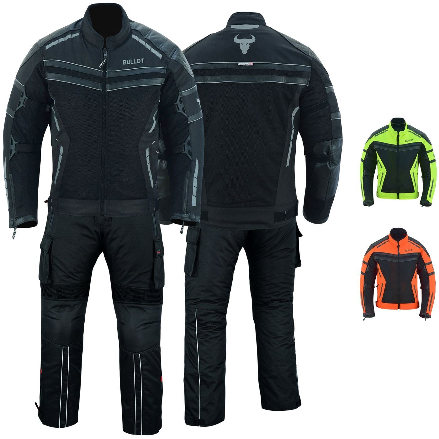 BULLDT Motorradkombi BLD323K (Set, 2-tlg., mit CE-Protektoren, Motorradjacke & Motorradhose) Herren Motorradkombi Tech-Mesh biker kombi mit Protektoren