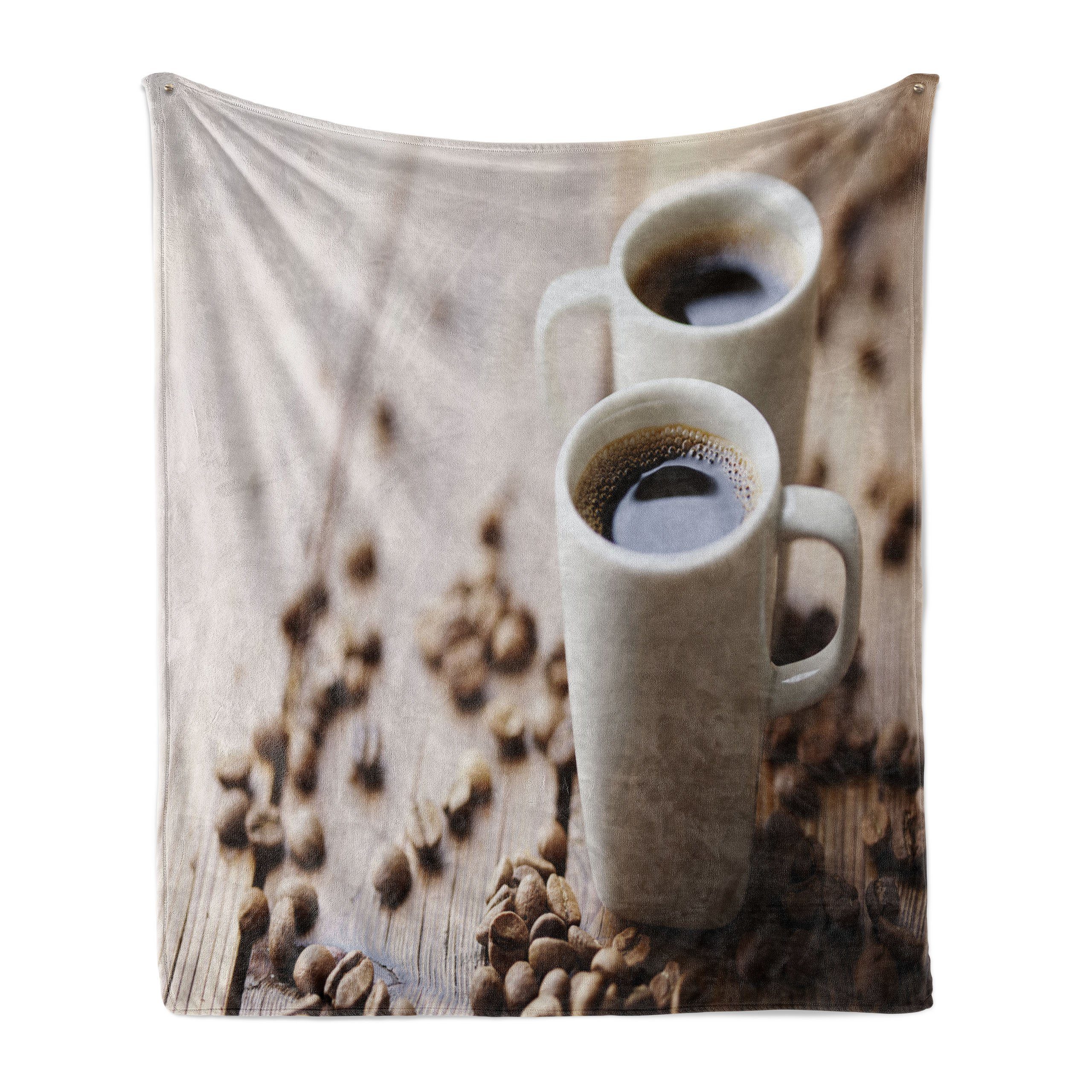 Wohndecke Gemütlicher Plüsch für den Innen- und Außenbereich, Abakuhaus, Kaffee Espressos in Cups Tabelle | Wohndecken