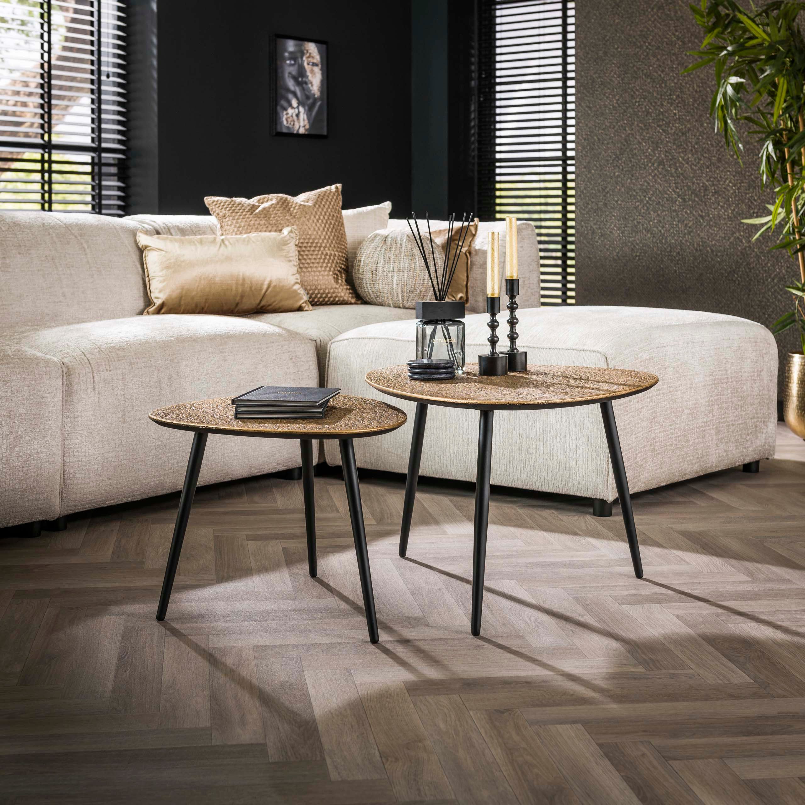 Sitheim-Europe Couchtisch Couchtisch Metallic dreieckig Set aus 2 / Antikbronze (Spar-Set, 2er Set)