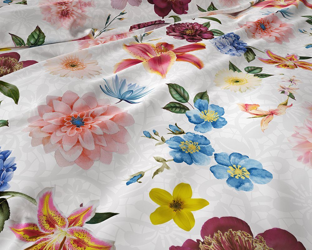 Sitheim-Europe Bettwäsche SATIN KLEE MULTI -Bettbezug & Kissenbezüge, Satin, 3 teilig, Weich, geschmeidig und wärmeregulierend
